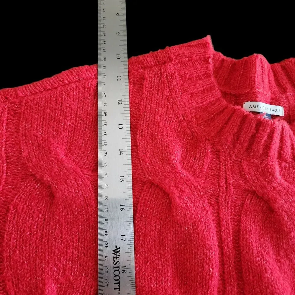 American Eagle Outfitters Womens LG Orange Cable Knit Sweater Pullover